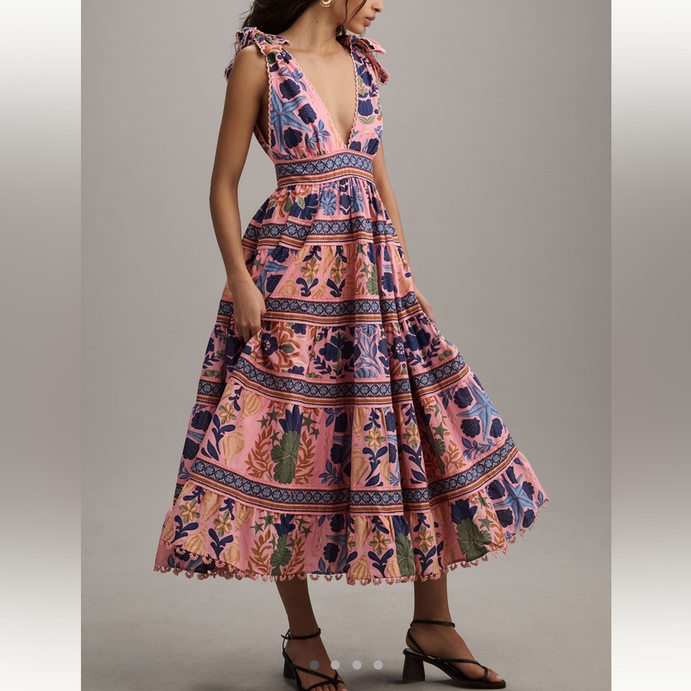 FARM Rio Pink and Blue Maxi Dress